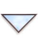 2 x oak wood triangle mirror / facet cut edges