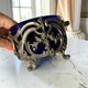 Antique cobalt blue glass biscuit barrel with ornate metal – Louis style