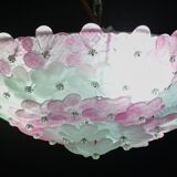 Elegant Murano ceiling light pink flower by Seguso for Venini, Italy