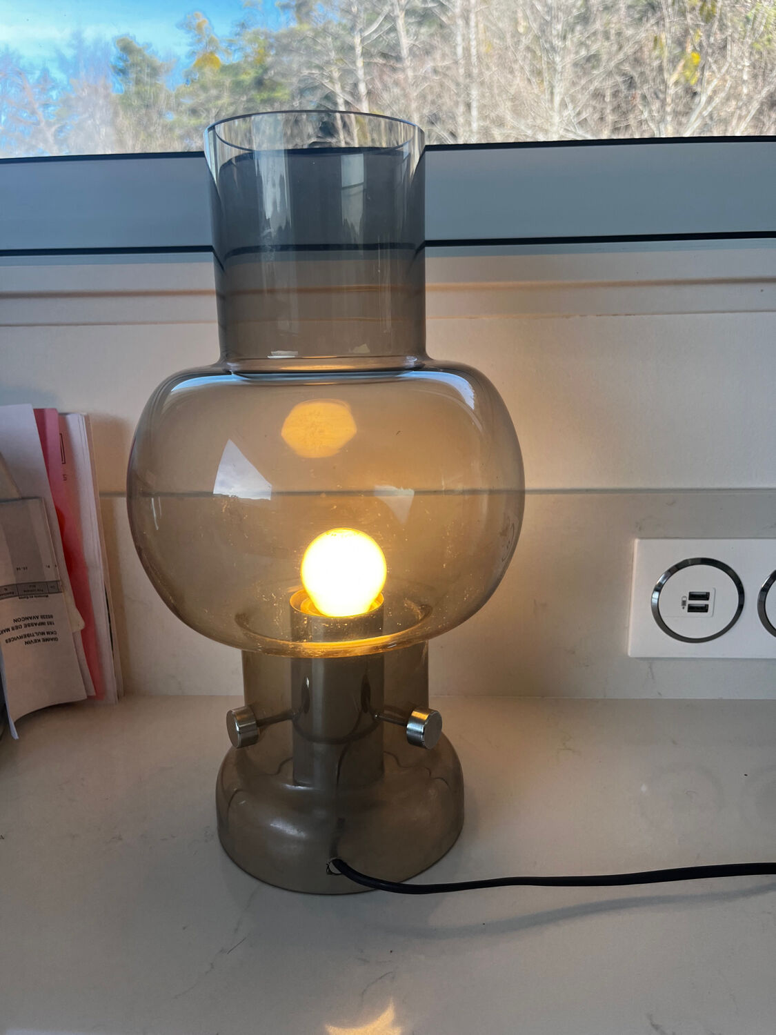 Lamp 1960 smoked glass