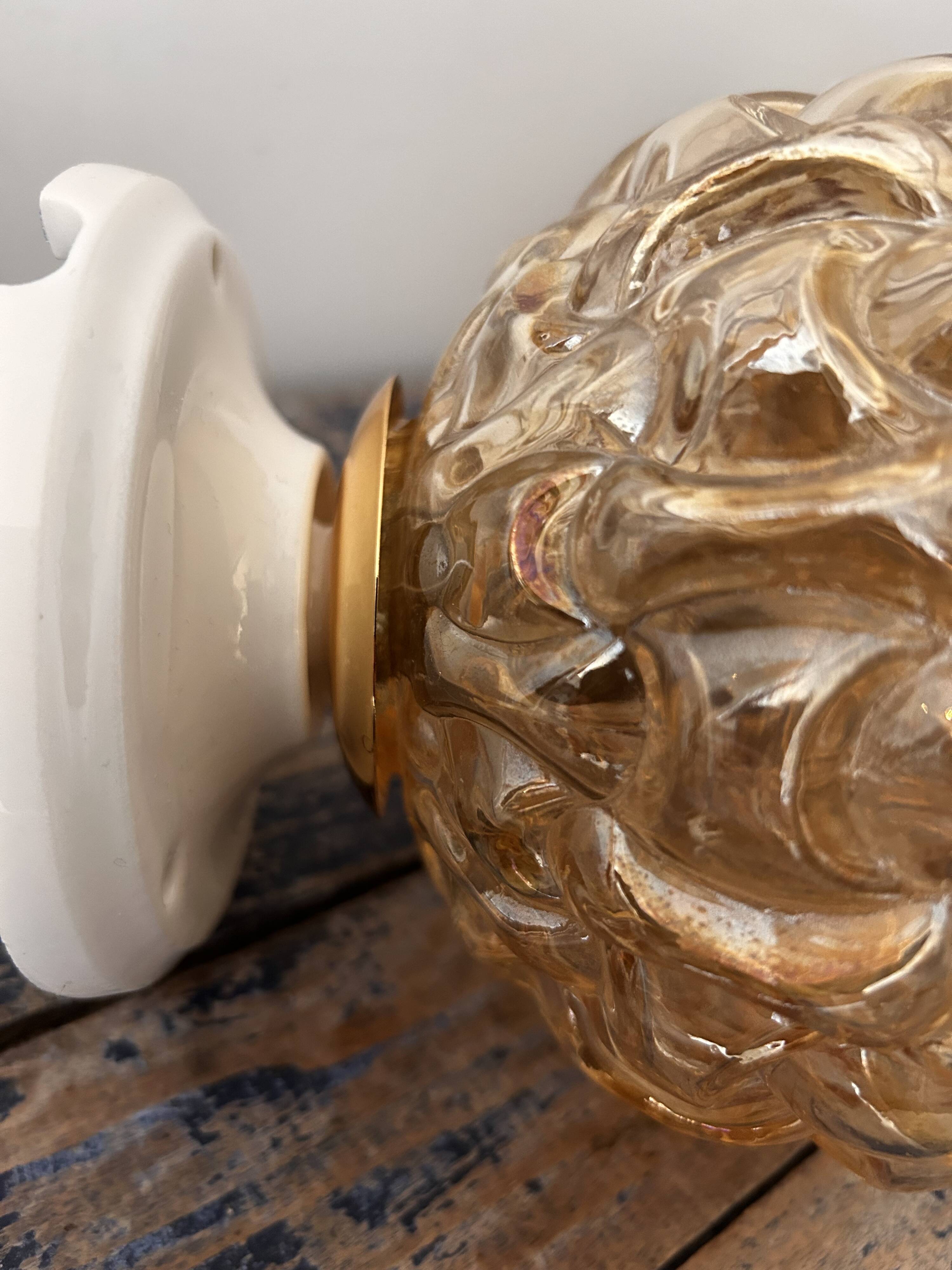 Trio of golden globe wall or ceiling lights