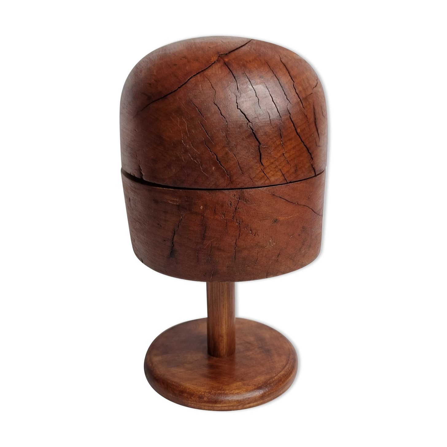 Old wooden hat shape on foot, 1900, 29 cm