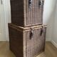 Set of two large trunks, vintage wicker storage chests