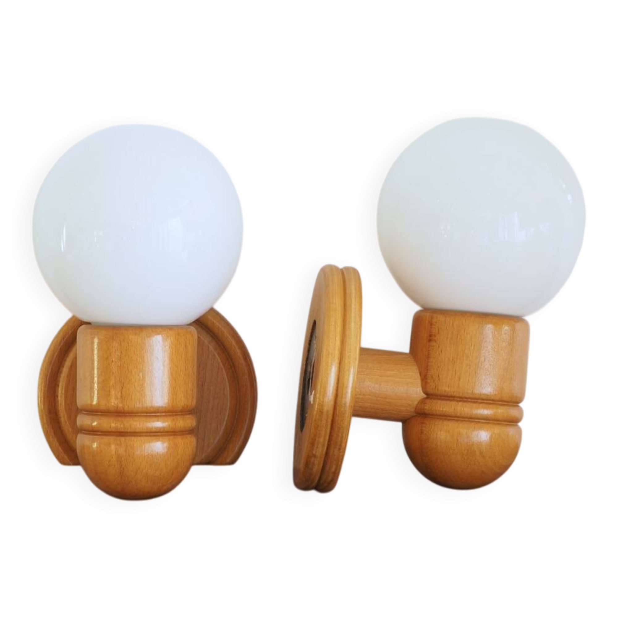 2 vintage wooden wall lights ALLIBERT model CYPRIA