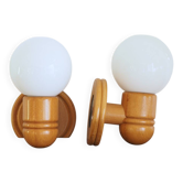 2 vintage wooden wall lights ALLIBERT model CYPRIA