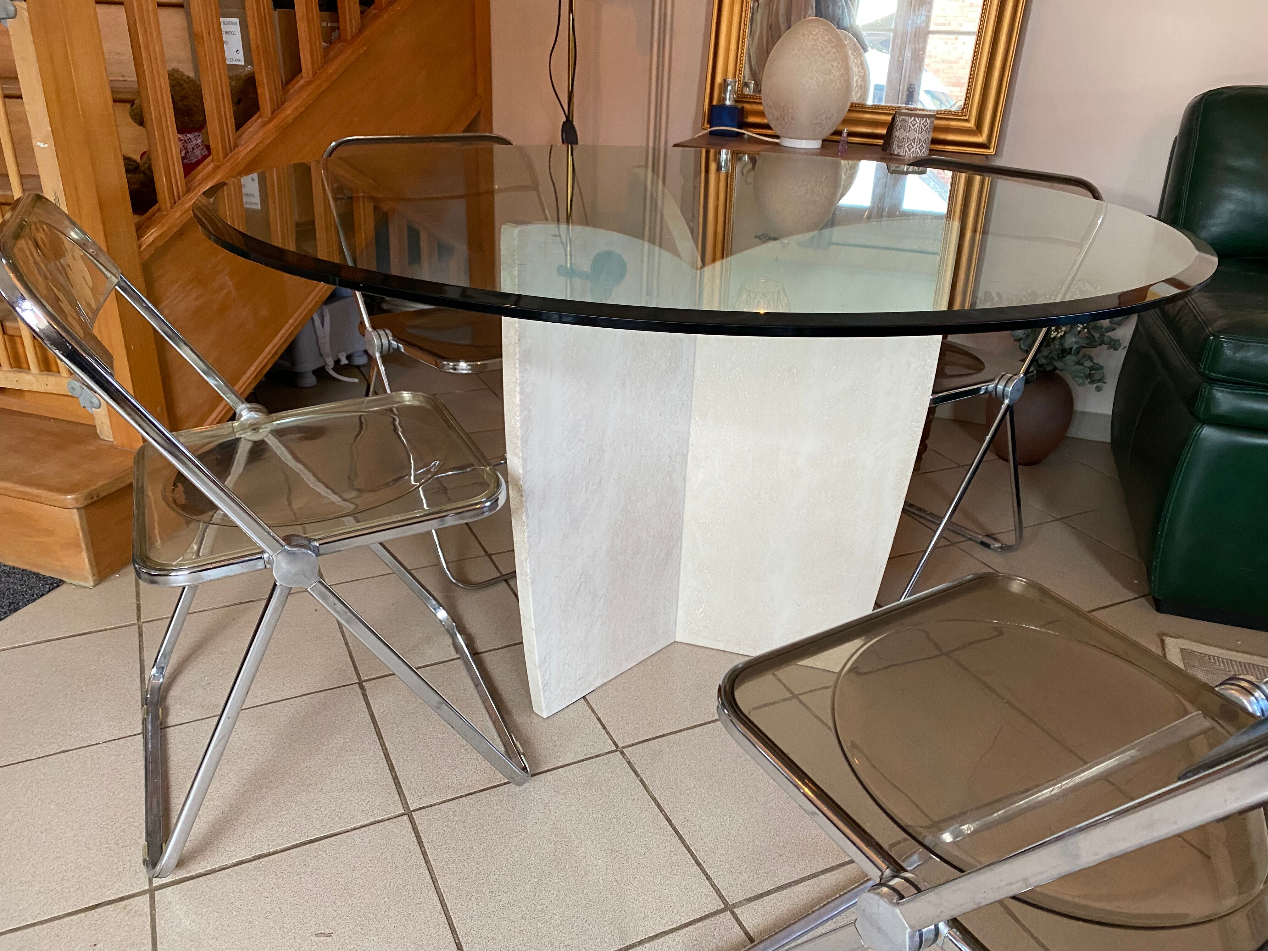 Travertine foot-foot design dining table
