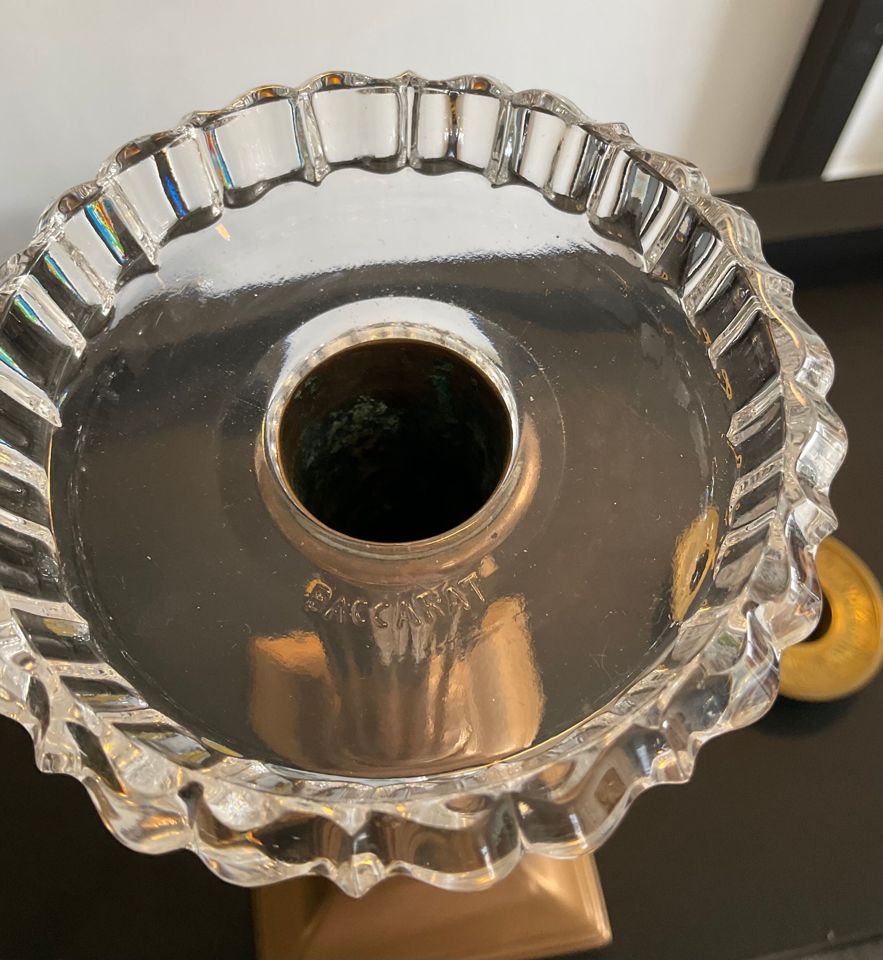 Baccarat crystal candle holder and copper