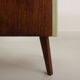 Pair of vintage bedside tables completely restyled in pale green on solid beech compass legs