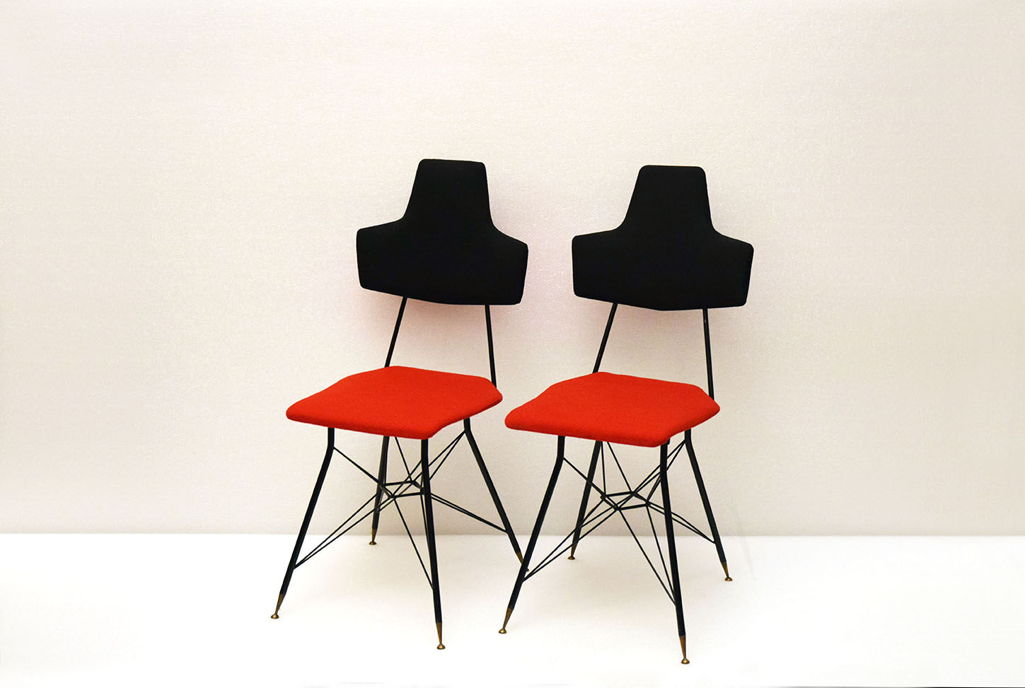 Italian Black & Red Dining Chairs, Set of 4