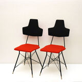 Italian Black & Red Dining Chairs, Set of 4