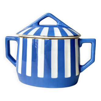 Fox trott sugar bowl from sarreguemines, 1930s, vintage art deco earthenware