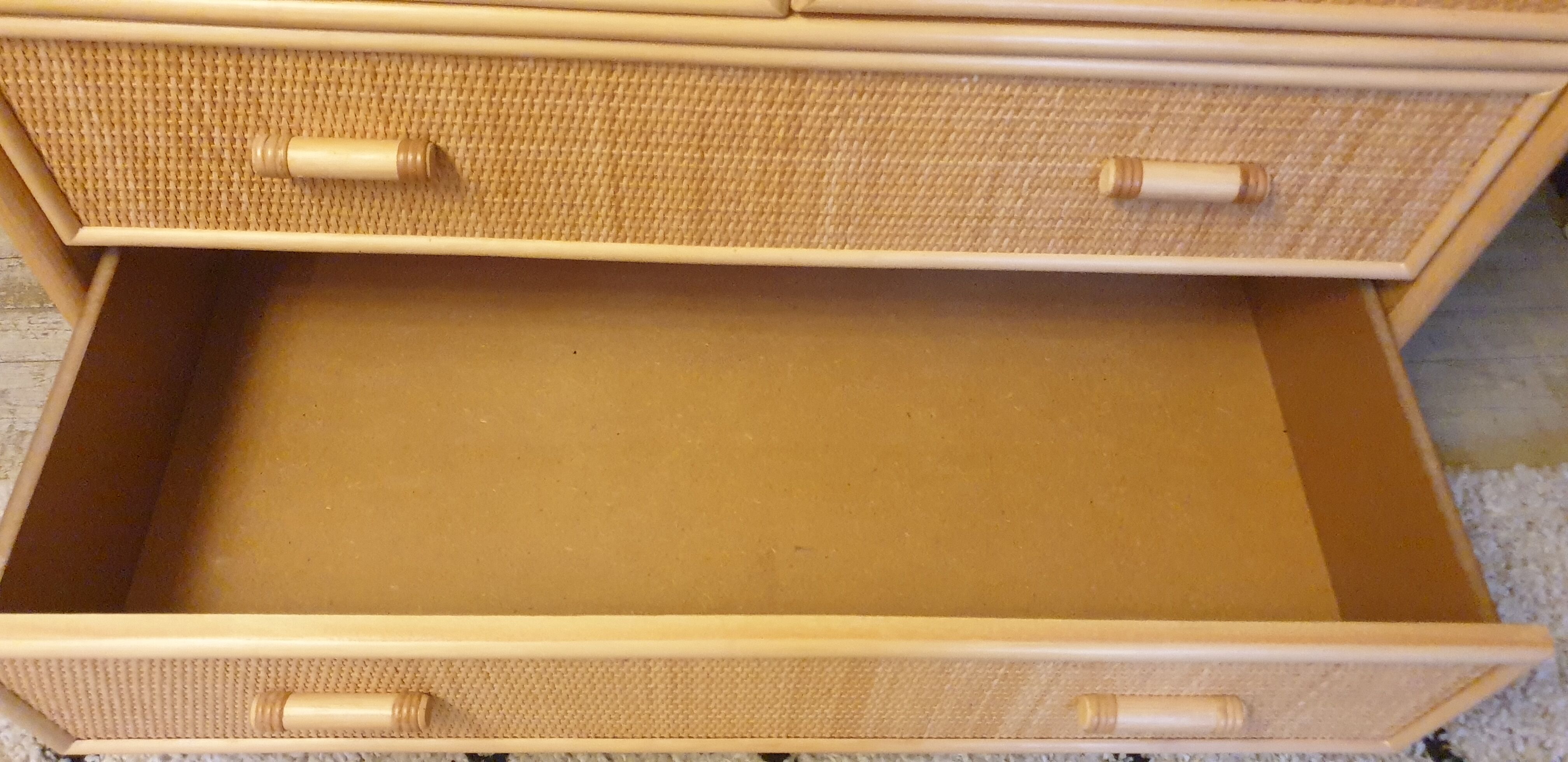 Rattan glass cabinet