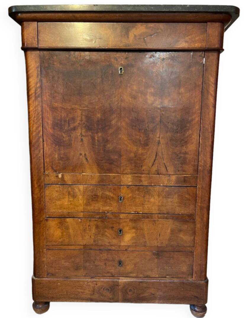 Empire or Louis Philippe period walnut secretary
