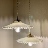 Pair of opaline bistro pendant lights