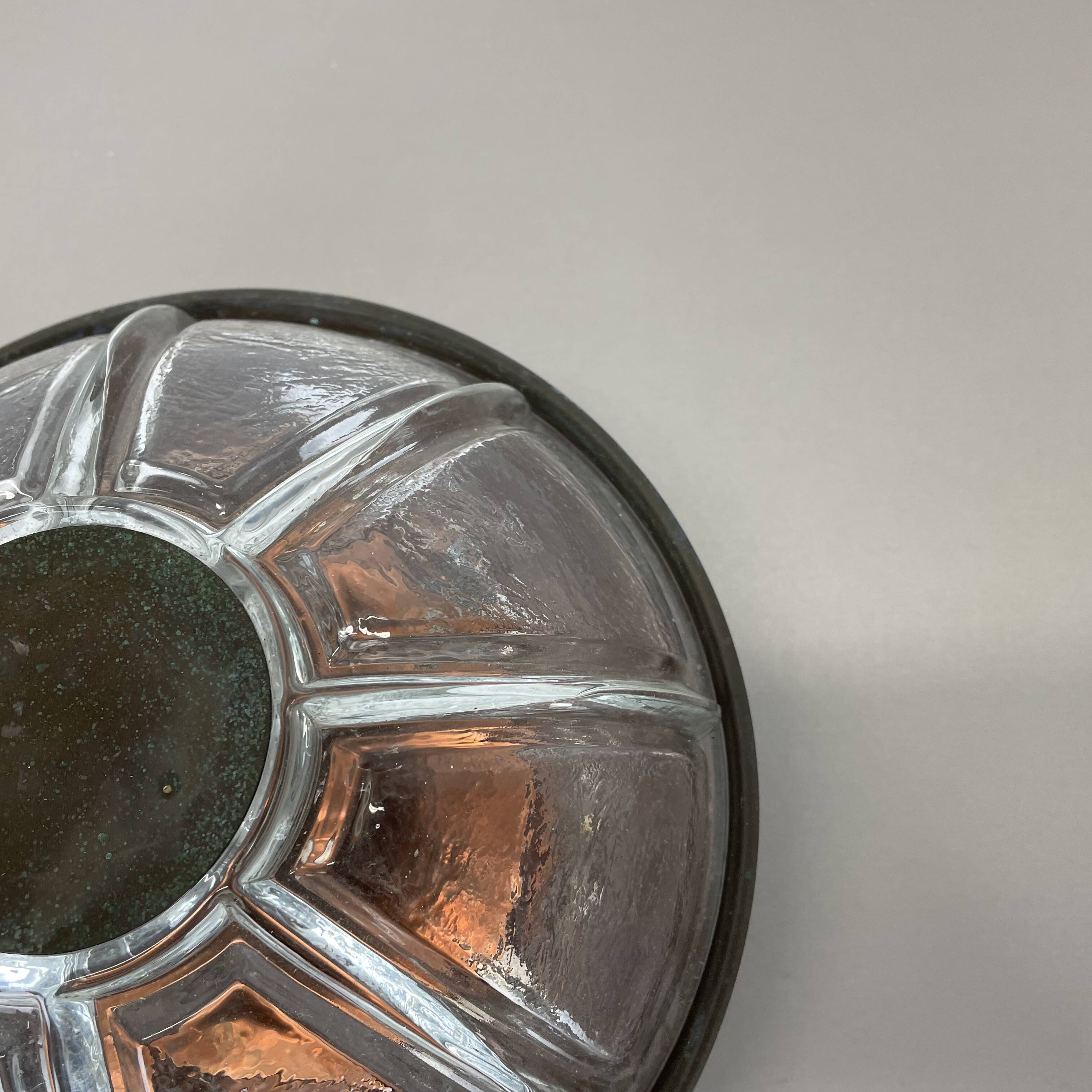 Unique brutalist boom copper and glass wall light by bega lights, germany, 1980s