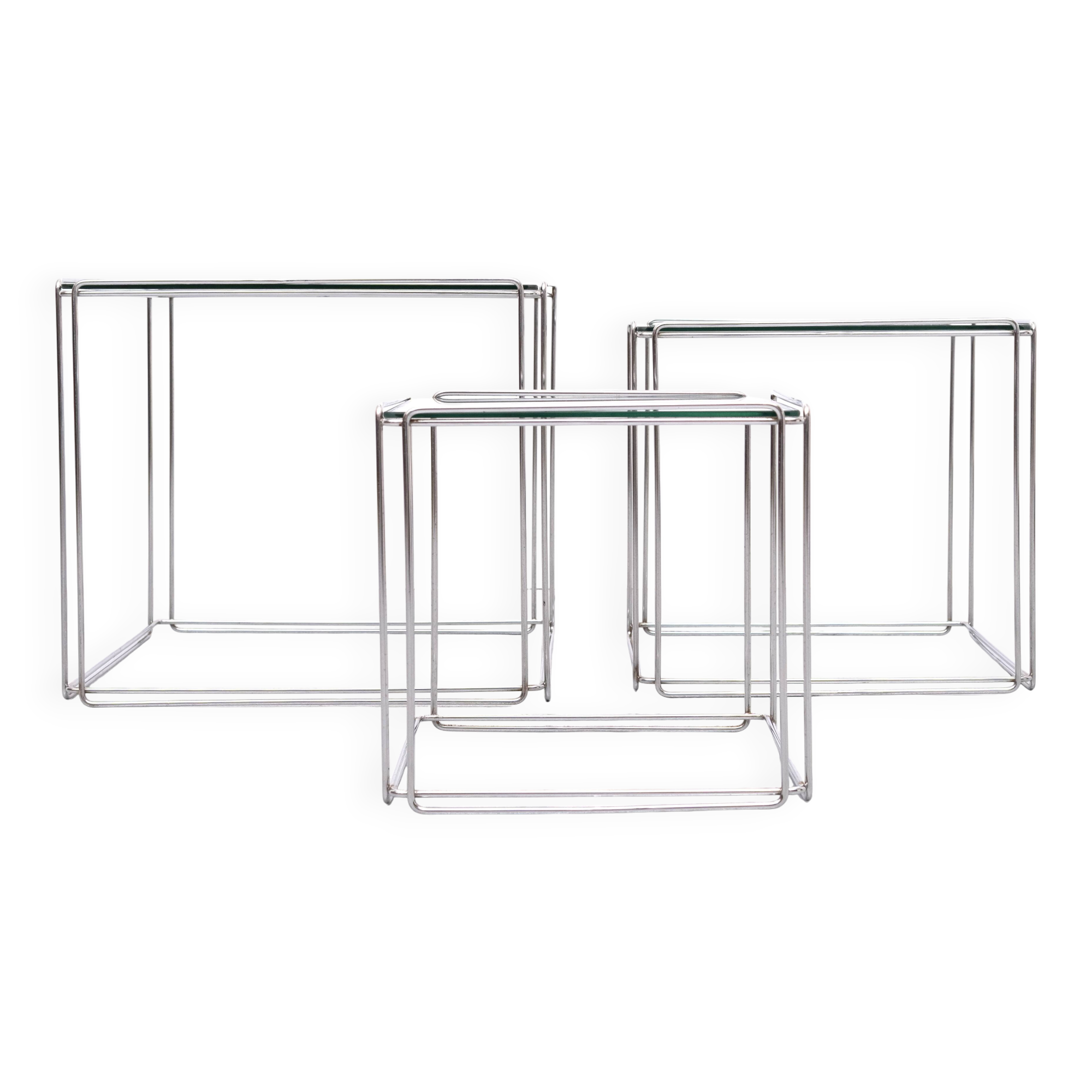 Isocèle Chrome Nesting Tables Max Sauze, 1970s France