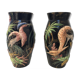 Paire de vases "Aux Hérons" Barbotine Longchamp, début 20ème