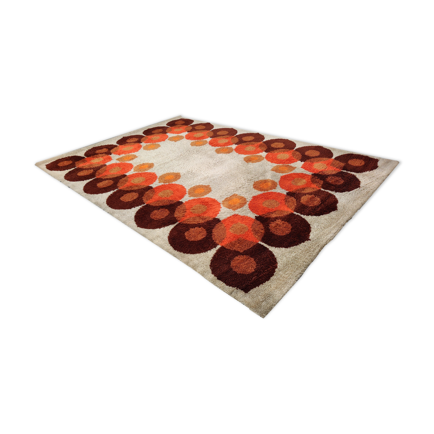 Tapis pop art vintage années 70 Space age pure laine
