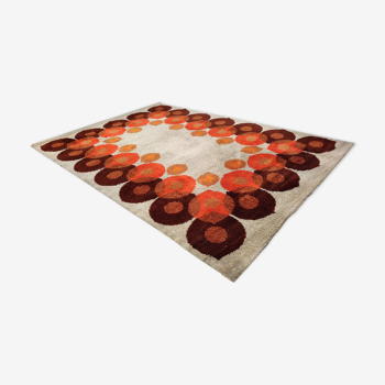 Tapis pop art vintage années 70 Space age pure laine