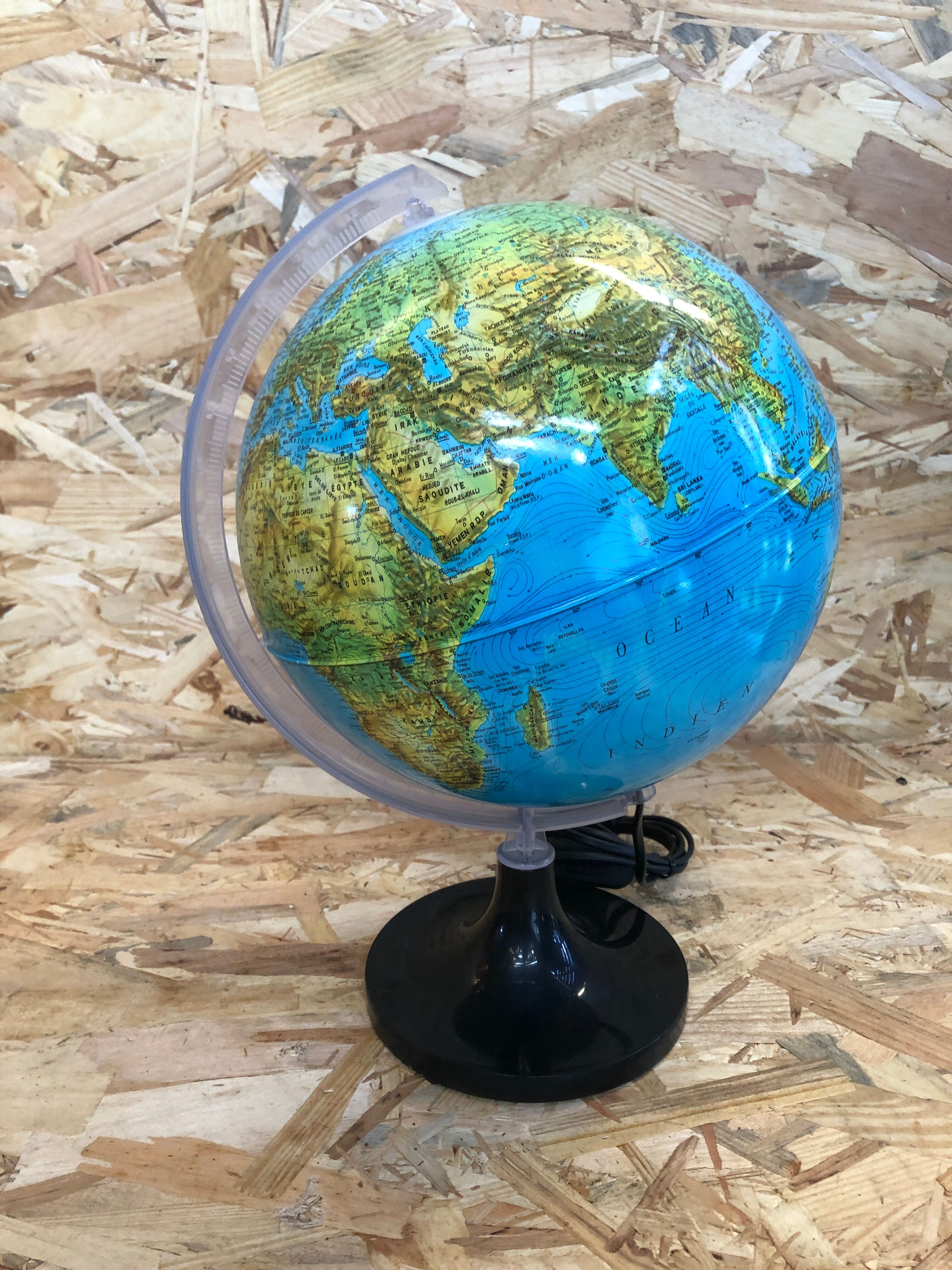Old globe world map made in vintage Italy