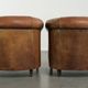 Sturdy set of vintage sheepskin club armchairs with a great appearance