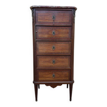 Five-drawer chest – Transitional Style – Marquetry and marble