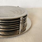 Silver coaster and holder, shell, 80s