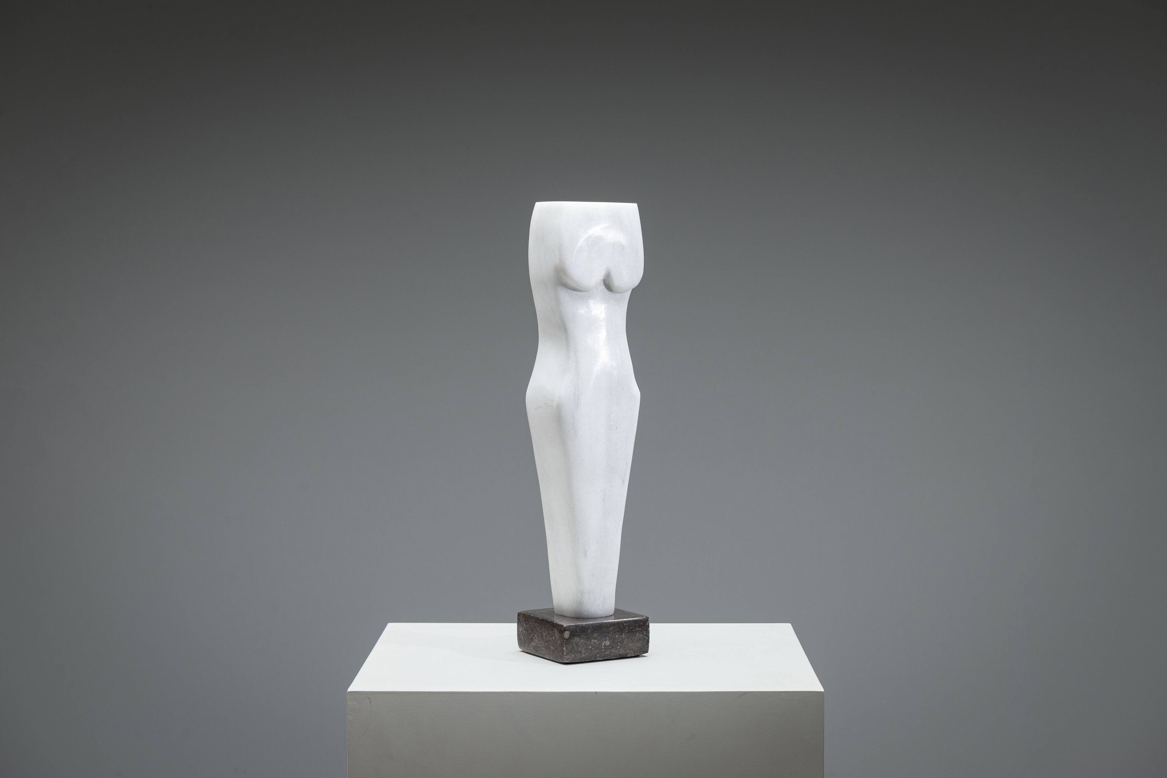 Abstract solid white marble torso