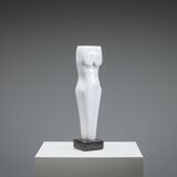 Abstract solid white marble torso