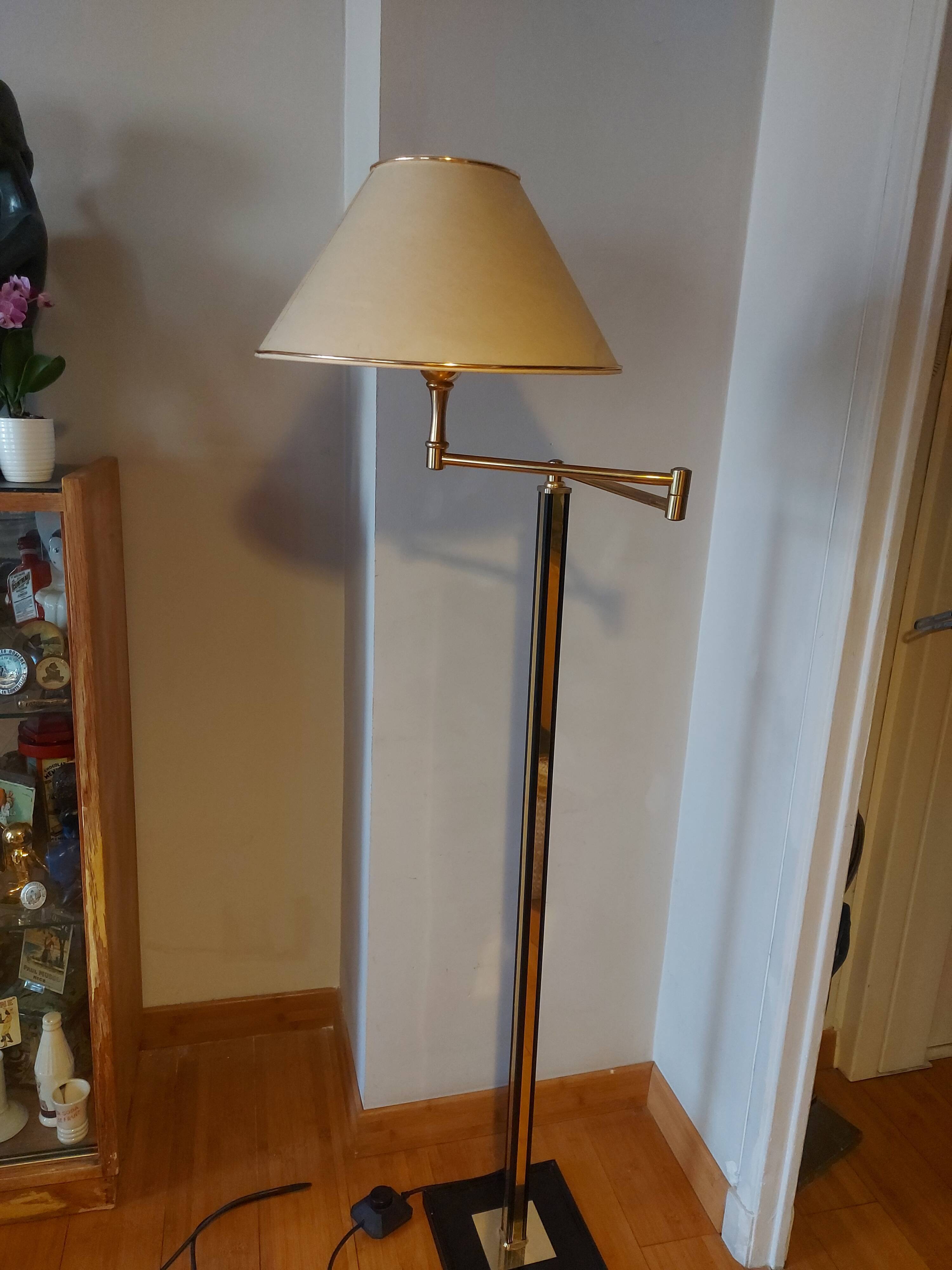 Vintage reading floor lamp in gold metal