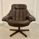 Vintage danish mid century leather swivel egg chair by bramin 1960,s