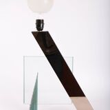 80s lamp in glass plates and mirrors, signed and numbered