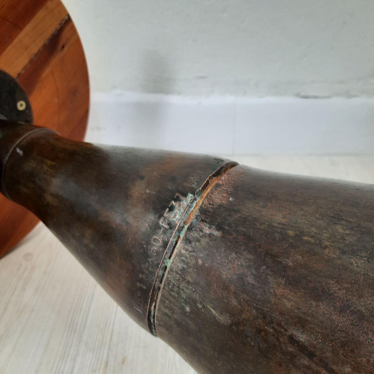 Pair of industrial stools foot in copper metal