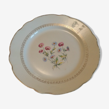 Set of 8 vintage flat plates, ceramics by Digoin Sarguemines