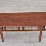 1970s, Scandinavian coffee table, original condition, teak wood, rattan.