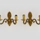 Old pair of double-light brass wall sconces. 60s
