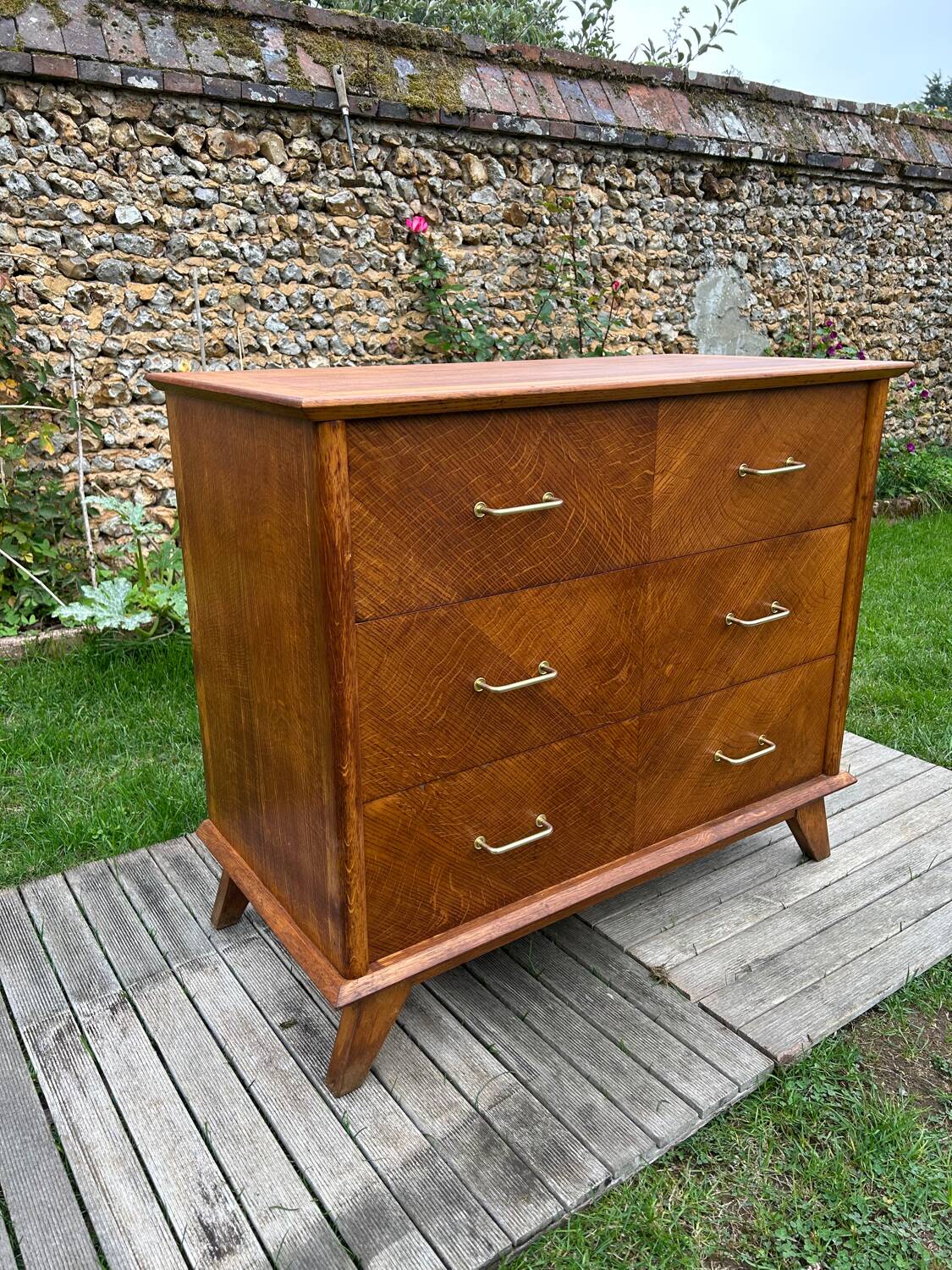 Vintage 1950s chest of drawers in gilded oak
