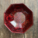 Set of 3 Vintage Red Oriental Ceramic Pocket Vases with Black Decor