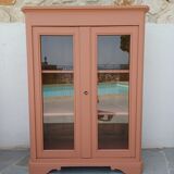 Antique showcase, cupboard, glass cabinet, wood and terracotta, Parisian format