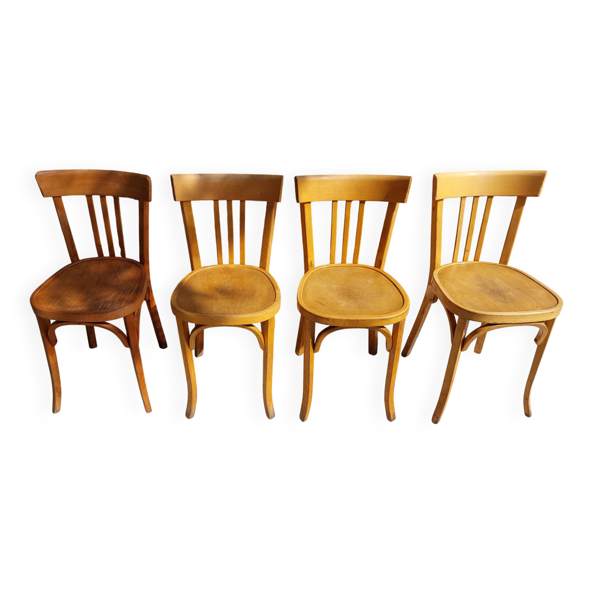 4 Baumann bistro chairs, different shades, vintage