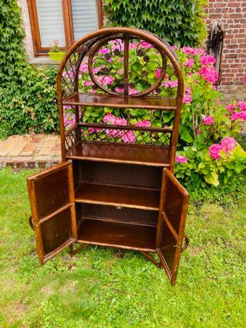 Vintage rattan bookcase