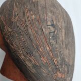 Set of 3 decorative women's heads in red terracotta