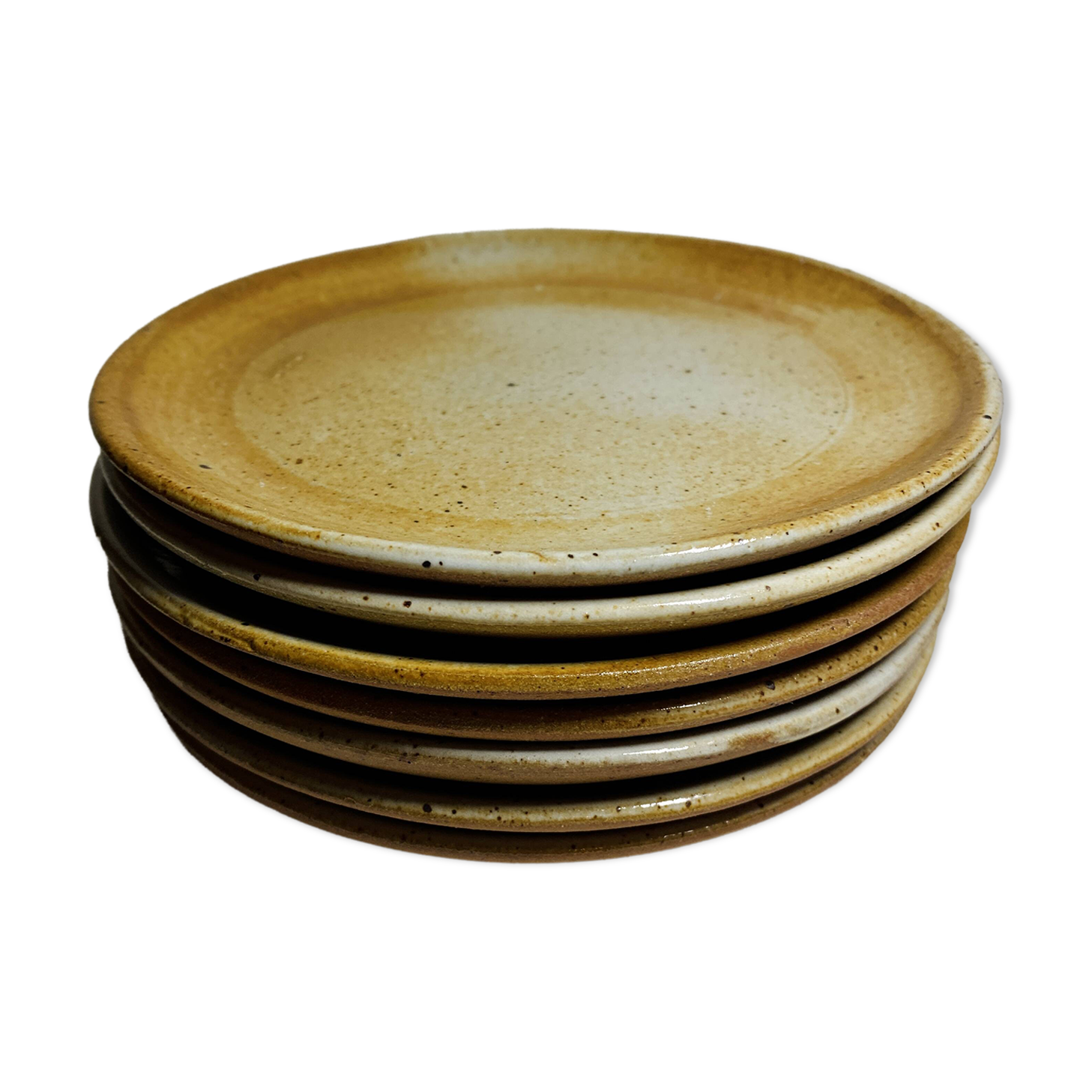 7 assiettes à dessert vintage en grès