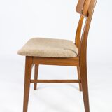 Chaise de salle à manger en teck et tissu, conception danoise des années 1960