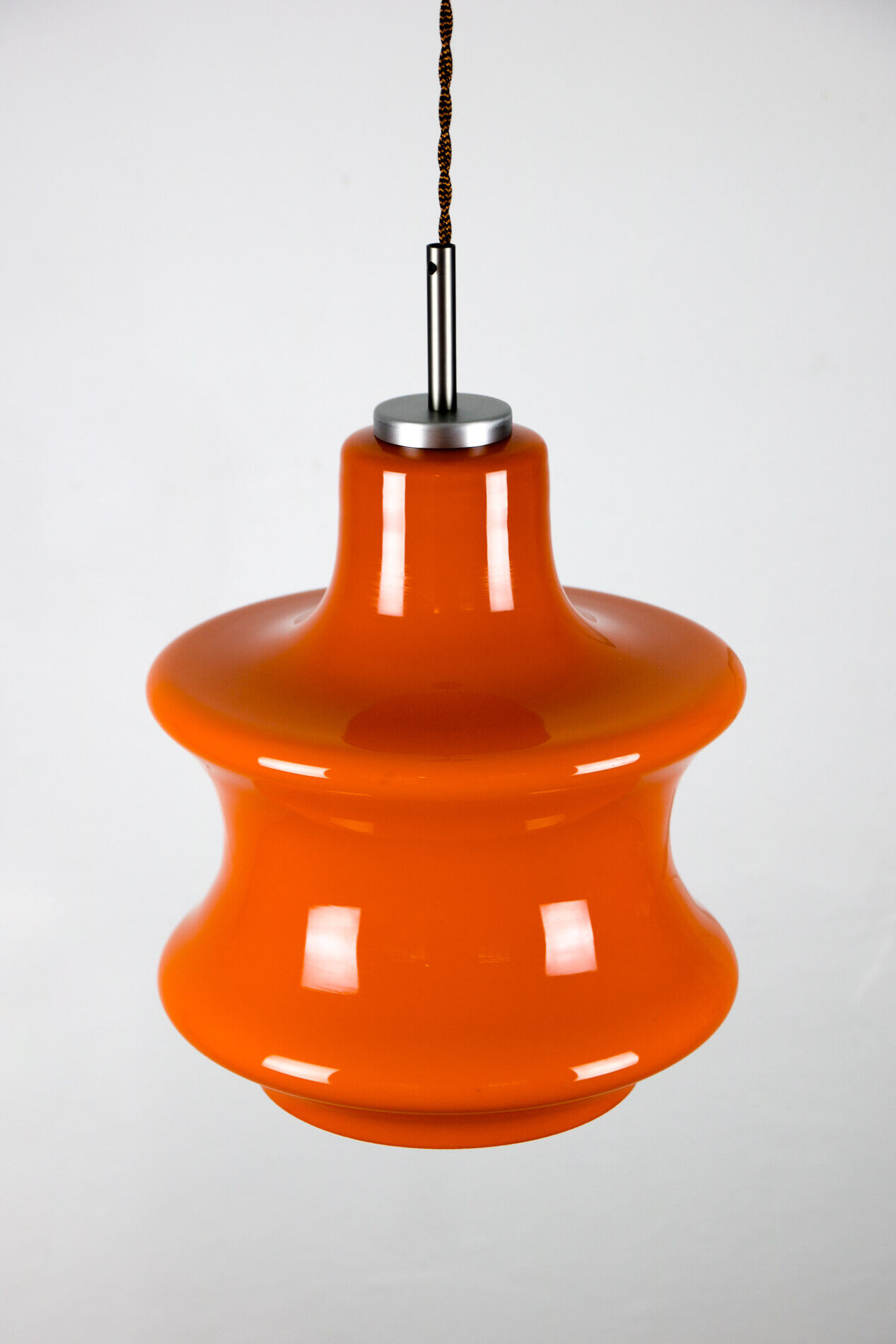 Mid-century orange glass pendant lamp