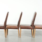 Vintage set of 4 dining chairs made of sheepskin leather with a high back