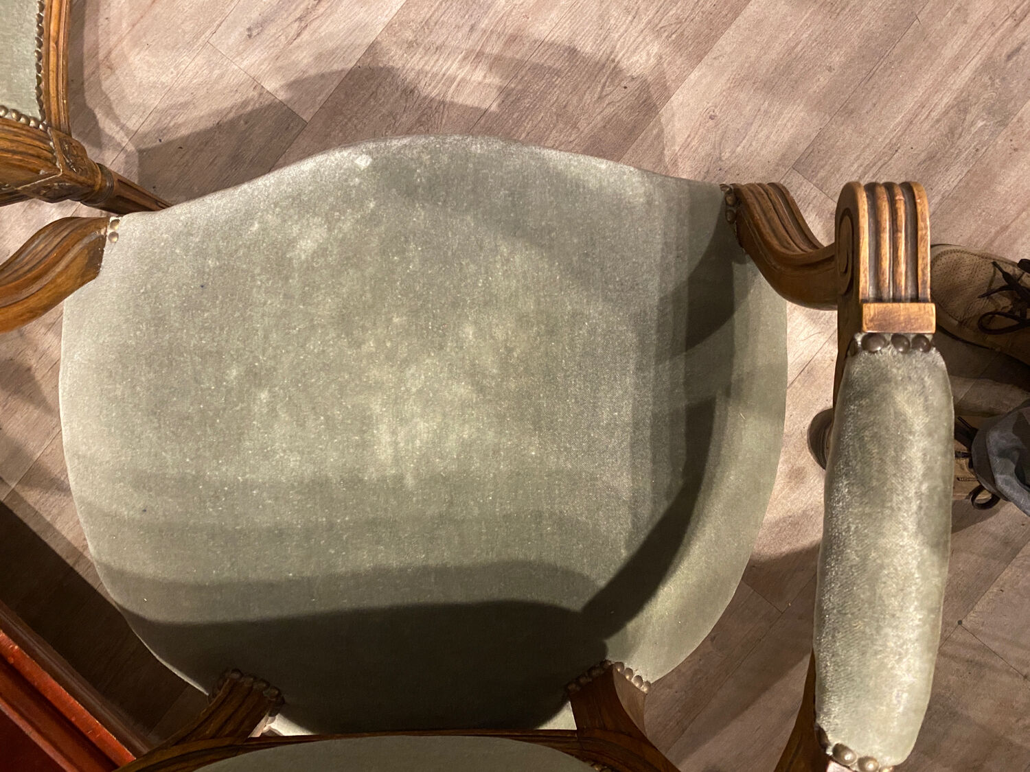 Pair of Louis XVI style medallion armchairs