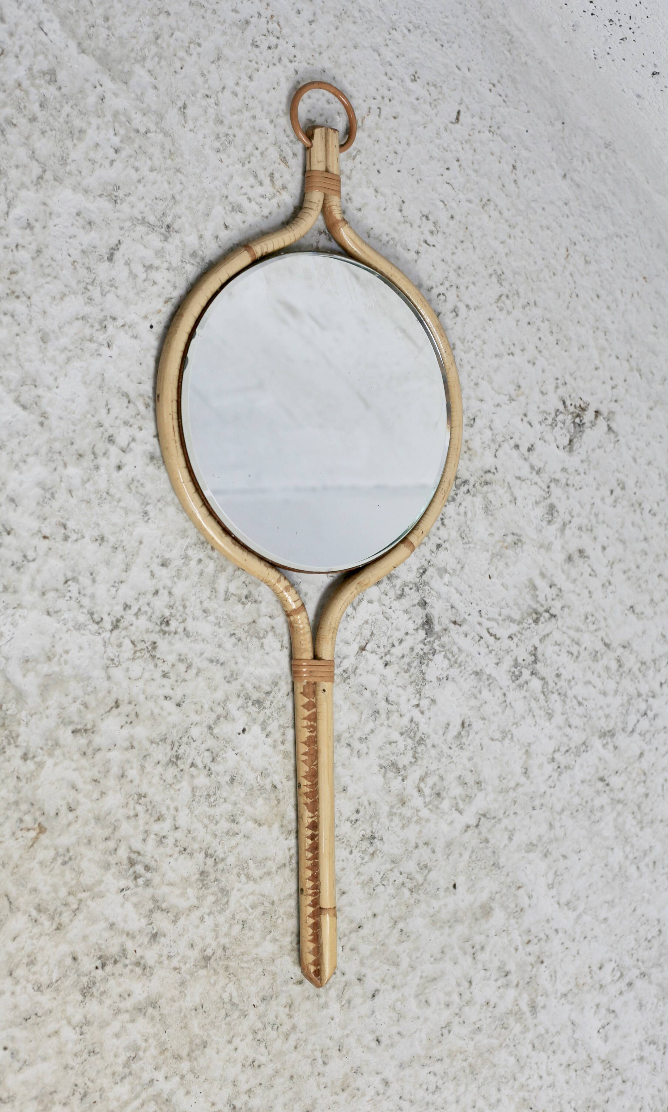Rattan mirror in the style of Louis Sognot, France, 1950