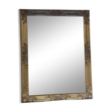 vintage beveled mirror in rectangular shape stucco and gilded wood in Louis XV baroque style