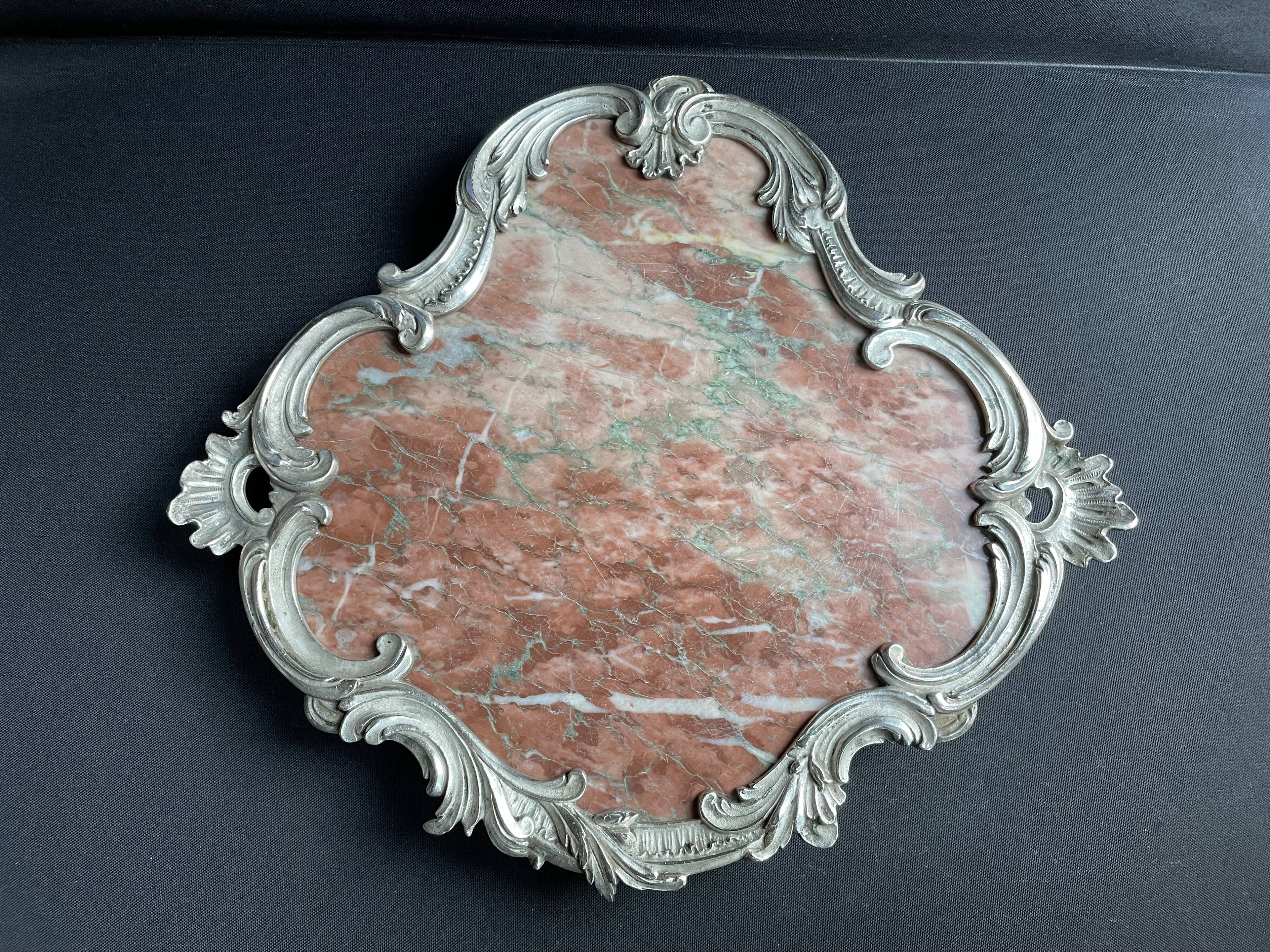 Base or support in marble and bronze silvered Louis XV-Rocaille style